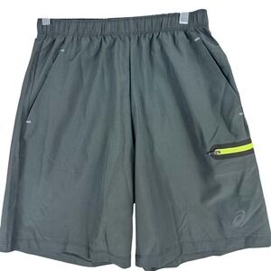 Asics Shorts Mens Small Gray M 9" Train Athletic Running Zip Pocket Workout